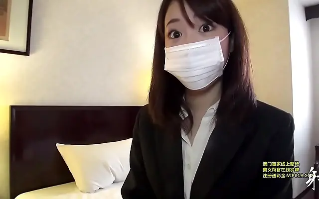 Crimson lights tease as shy Japanese teen submits to passionate blowjob