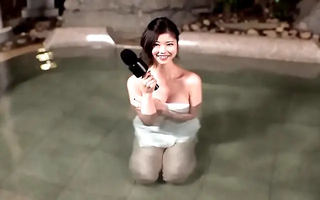 POV action with a stunning Japanese beauty in the hot springs