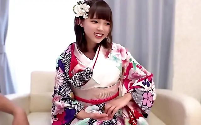 Lace Lingerie Tempts Petite Busty Japanese Beauty in Bed