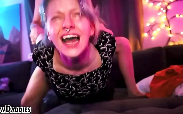 Bedroom floor rocks as blonde takes hard ride and screams through orgasm