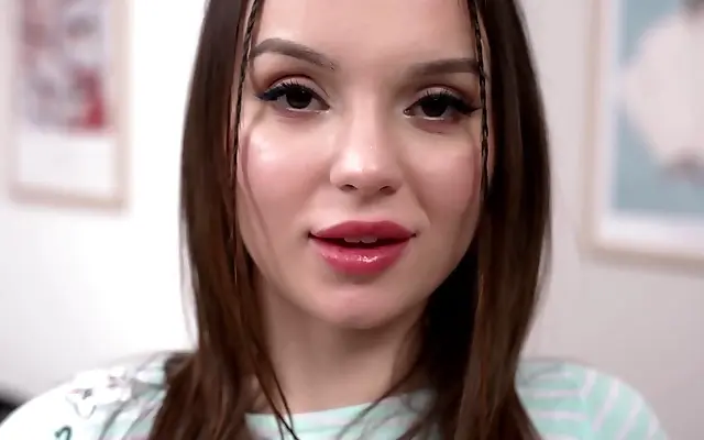 From behind the lens Maddy Nelson takes deep anal and facial cumshot in intense session