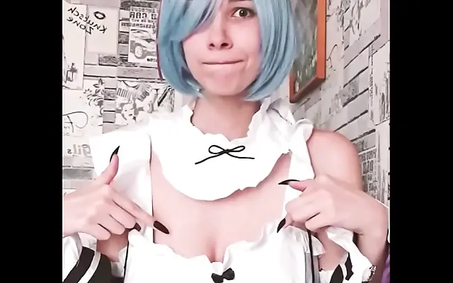 Desk bends her over as natural tits sway in slow motion