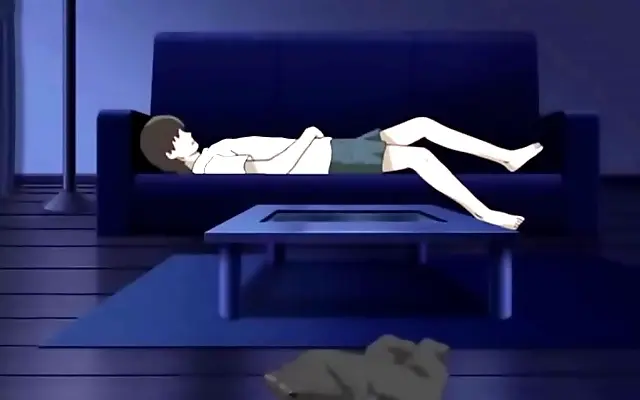 On all fours she takes his cock deep with a skilled blowjob in hot hentai action