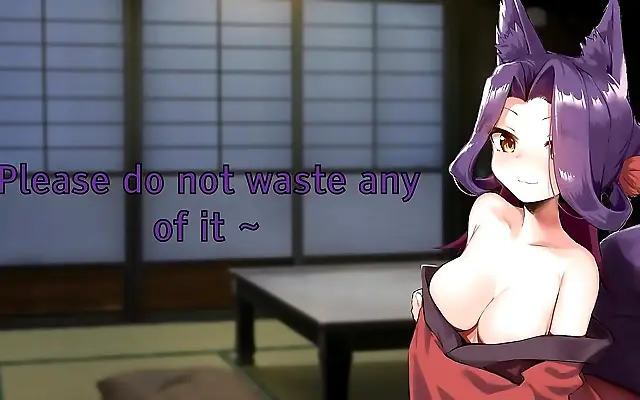Close up POV style blowjob from a flirty Japanese kitsune with ASMR whispers