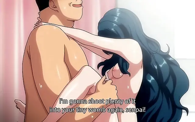 Bathroom blowjob and doggystyle with big-titted young hentai goddess