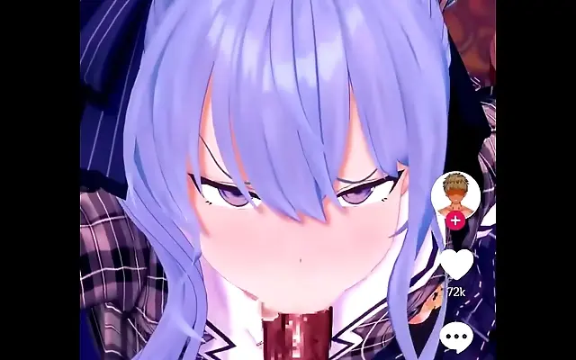 Two people one hot blowjob with a stunning vtuber star